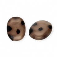 Acrylperlen Oval mit Leopard-Print Brown-dark brown