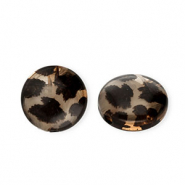 Acrylperlen Rondellen mit Leopard-Print Transparent light brown-dark brown