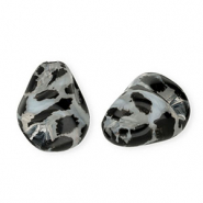 Acrylperlen Tropfenform mit Leopard-Print Transparent-black