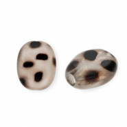 Acrylperlen Eierförmig mit Leopard-Print Transparent white-black
