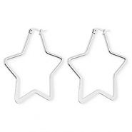 Ohrringe aus rostfreiem Edelstahl / Creolen Stern Silver