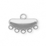 BY31® Rostfreier Edelstahl Schmuckzubehör Zwischenstück Halboval mit 6 Ösen Silver