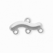 BY31® Rostfreier Edelstahl Schmuckzubehör Zwischenstück Wellenförmig mit 4 Ösen Silver