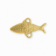 BY31® Rostfreier Edelstahl Schmuckzubehör Zwischenstück Fisch mit 2 Ösen Gold