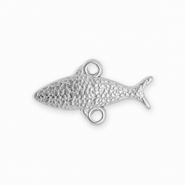 BY31® Rostfreier Edelstahl Schmuckzubehör Zwischenstück Fisch mit 2 Ösen Silver