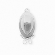 BY31® Rostfreier Edelstahl Schmuckzubehör Zwischenstück Oval mit 3 Ösen Silver