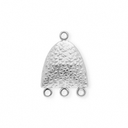 BY31® Rostfreier Edelstahl Schmuckzubehör Zwischenstück Halboval mit 4 Ösen Silver