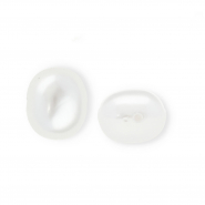 Imitationsperlen Oval vertikales Fädelloch White