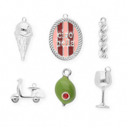BY31® Eco-brass (nachaltiges Messing) Anhänger Vorteilspackung (6 Stück) Silver-olive green-light pink-red