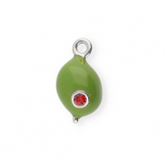BY31® Eco-brass (nachaltiges Messing) Anhänger mit Enamel Olive Silver-olive green-red