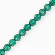Top Glas Facett Perlen Rund 10 mm Teal green