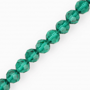 Top Glas Facett Perlen Rund 12 mm Teal green