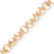 Top Glas Facett Perlen Rund 16 mm Beige-pearl shine coating
