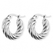 BY31® Ohrringe aus rostfreiem Edelstahl / Creolen Twisted Silver