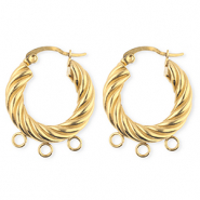 BY31® Schmuckzubehör aus rostfreiem Edelstahl Ohrringe / Ohrstecker Twisted mit 3 Ösen Gold