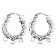 BY31® Schmuckzubehör aus rostfreiem Edelstahl Ohrringe / Ohrstecker Twisted mit 3 Ösen Silver