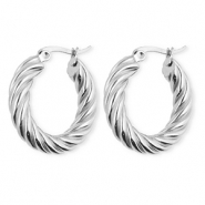 BY31® Ohrringe aus rostfreiem Edelstahl / Creolen Twisted Silver