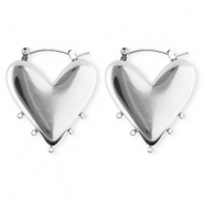 BY31® Schmuckzubehör aus rostfreiem Edelstahl Ohrringe / Ohrstecker Herz mit 5 Ösen Silver