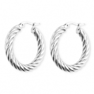 BY31® Ohrringe aus rostfreiem Edelstahl / Creolen Twisted Silver