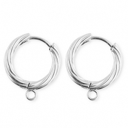 BY31® Schmuckzubehör aus rostfreiem Edelstahl Ohrringe / Ohrstecker Twisted mit Öse Silver