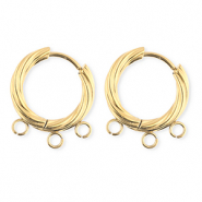 BY31® Schmuckzubehör aus rostfreiem Edelstahl Ohrringe / Ohrstecker Twisted mit 3 Ösen Gold