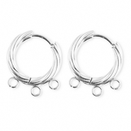 BY31® Schmuckzubehör aus rostfreiem Edelstahl Ohrringe / Ohrstecker Twisted mit 3 Ösen Silver