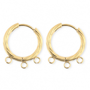 BY31® Schmuckzubehör aus rostfreiem Edelstahl Ohrringe / Ohrstecker Twisted mit 3 Ösen Gold