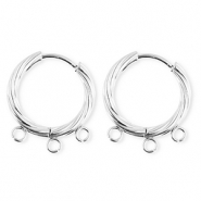 BY31® Schmuckzubehör aus rostfreiem Edelstahl Ohrringe / Ohrstecker Twisted mit 3 Ösen Silver