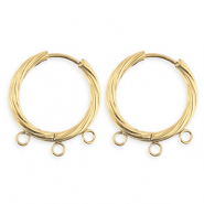 BY31® Schmuckzubehör aus rostfreiem Edelstahl Ohrringe / Ohrstecker Twisted mit 3 Ösen Gold