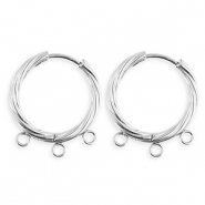 BY31® Schmuckzubehör aus rostfreiem Edelstahl Ohrringe / Ohrstecker Twisted mit 3 Ösen Silver