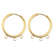 BY31® Schmuckzubehör aus rostfreiem Edelstahl Ohrringe / Ohrstecker Twisted mit 3 Ösen Gold