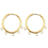 BY31® Schmuckzubehör aus rostfreiem Edelstahl Ohrringe / Ohrstecker Twisted mit 5 Ösen Gold