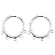 BY31® Schmuckzubehör aus rostfreiem Edelstahl Ohrringe / Ohrstecker Twisted mit 5 Ösen Silver