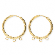 BY31® Schmuckzubehör aus rostfreiem Edelstahl Ohrringe / Ohrstecker Twisted mit 3 Ösen Gold