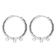 BY31® Schmuckzubehör aus rostfreiem Edelstahl Ohrringe / Ohrstecker Twisted mit 3 Ösen Silver