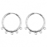 BY31® Schmuckzubehör aus rostfreiem Edelstahl Ohrringe / Ohrstecker Twisted mit 5 Ösen Silver