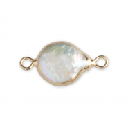 Imperfekten Süßwasserperlen Zwischenstück Round Gold-Natural white