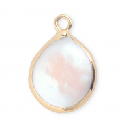 Imperfekten Süßwasserperlen Anhänger round/drop Gold-Natural white