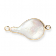 Imperfekten Süßwasserperlen Zwischenstück asymmetric Drop Gold-Natural white