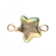 Imperfekten Süßwasserperlen Zwischenstück Stern Gold-ocean green