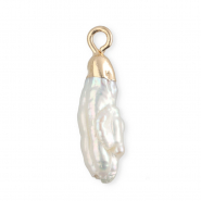 Imperfekten Süßwasserperlen Anhänger Tooth Gold-Natural white