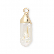 Imperfekten Süßwasserperlen Anhänger Tooth Gold-Natural white