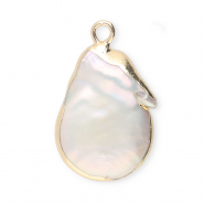 Imperfekten Süßwasserperlen Anhänger asymmetric Drop Gold-Natural white