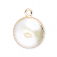Imperfekten Süßwasserperlen Anhänger Round Gold-Natural white