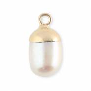 Imperfekten Süßwasserperlen Anhänger round Gold-Natural white