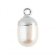 Imperfekten Süßwasserperlen Anhänger round Silver-natural white