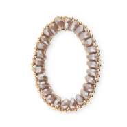 Top Facett Anh&auml;nger Oval Taupe brown-pearl shine coating-gold