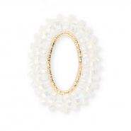 Top Facett Anh&auml;nger Oval White AB-gold