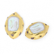 Statement TQ-Süßwasserperlen, Amethyst, organisch Gold-natural white