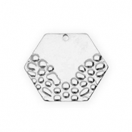 Rostfreier Edelstahl Anh&auml;nger Hexagon Silver